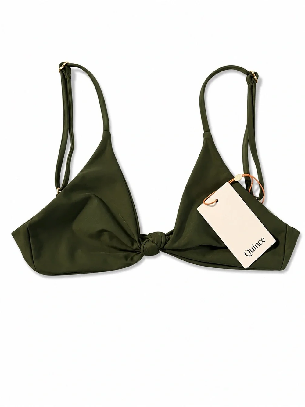 Quince Knotted Triangle Bikini Top Palm Green Size M NWT